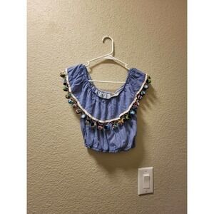 Lucy Love Striped Off The Shoulder Crop Top Size Small
